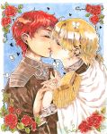  2boys blush ginga_eiyuu_densetsu incipient_kiss male_focus multiple_boys reinhard_von_lohengramm salahime siegfried_kircheis yaoi 