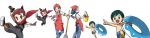  10s 1girl 3boys multiple_boys ninja_boy_(pokemon) npc_trainer official_art pokemon pokemon_(game) pokemon_breeder_(pokemon) pokemon_oras tuber_(pokemon) vector_trace 