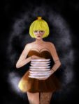  1girl black_dress blonde_hair dress feather_boa halloween jack-o&#039;-lantern one_piece plate silk solo spider_web stitching thriller_bark victoria_cindry zombie 