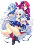  3girls blue_eyes blue_hair breasts eleonora_viltaria elizaveta_fomina hair_ornament heterochromia large_breasts long_hair ludmila_lourie madan_no_ou_to_vanadis multiple_girls red_eyes redhead silver_hair 