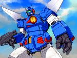  artist_request clouds gun mecha sentou_mecha_xabungle sky weapon xabungle_(mecha) 