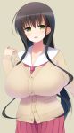  1girl blush breasts green_eyes huge_breasts hyuuga_takashi iwato_kasumi long_hair saki solo 