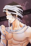  1boy costume freckles halloween male_focus mouth_hold mummy one_piece portgas_d_ace satomi0403 solo topless 