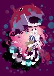  1girl dress kumacy long_hair one_piece perona pink_hair shirataki_(linkadoll) solo strapless stuffed_toy umbrella 