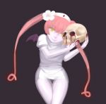  1girl demon_wings ebola-chan hat long_hair nurse nurse_cap pale_skin personification pink_hair wings 