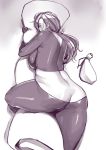  1girl ass breasts catsuit curvy elf ganto gradient gradient_background large_breasts latex latex_suit long_hair monochrome plump pointy_ears solo tagme thick_thighs thighs wide_hips 