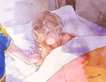  bed blush brother_and_sister brown_hair closed_eyes digimon digimon_adventure short_hair siblings sleeping smile yagami_hikari yagami_taichi 