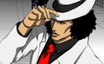  1boy alternate_costume black_hair fedora formal hand_on_headwear hat kuzan_(aokiji) male_focus necktie one_piece red_necktie solo 