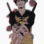  1boy ag_wolf agito013 facial_hair goatee hat hat_over_one_eye heart_(organ) hood hoodie male_focus one_piece raglan_sleeves solo tattoo trafalgar_law 