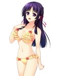  1girl amagai_yukino bikini breasts cleavage collarbone game_cg large_breasts legs long_hair looking_at_viewer navel open_mouth pink_eyes purple_hair simple_background smile solo standing swimsuit thighs tsuyokiss_next_shokaiban white_background 