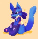  :t feet fur furry heart highres lucario nintendo no_humans pawpads paws pokemon sitting soles toes 