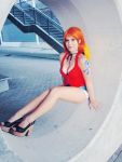  1girl breasts cosplay nami_(one_piece) nami_(one_piece)_(cosplay) one_piece orange_hair photo skirt solo 