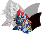  80s cape chibi gundam gundam_0080 gundam_alex knight_alex mecha nogisaka_kushio sd_gundam shield sword weapon 