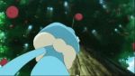  1boy 1girl animated animated_gif apple battle food froakie fruit lowres pokemon pokemon_(anime) premiere_(pokemon) satoshi_(pokemon) sylveon 