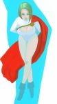  1girl alien blonde_hair blue_eyes cape cleavage_cutout cutout dc_comics kryptonian leotard long_sleeves neko_ni_zabuton pixie_boots power_girl red_cape short_hair solo superman_(series) 