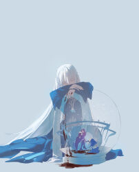  1boy 2girls absurdres baobhan_sith_(fate) baobhan_sith_(first_ascension)_(fate) black_dress blonde_hair blood blood_on_clothes bow braid closed_eyes dress eden_one1 fate/grand_order fate_(series) hair_between_eyes half_up_braid high_heels highres long_hair morgan_le_fay_(fate) morgan_le_fay_(queen_of_winter)_(fate) multiple_girls red_bow short_hair throne uther_pendragon_(fate) very_long_hair white_hair 