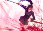  bad_id blood brown_hair ga-rei ga-rei_zero isayama_yomi katana ponytail purple_eyes sword weapon zhenlin 