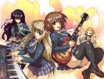  :&lt; =_= akiyama_mio band bass black_eyes black_hair blazer blonde_hair blue_eyes brown_eyes brown_hair drum drum_set drums guitar highres hirasawa_yui hisahiko instrument k-on! kotobuki_tsumugi long_hair multiple_girls panties pantyshot piano school_uniform seifuku short_hair synthesizer tainaka_ritsu thighhighs underwear upskirt 