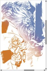 13191v_(g) 1boy art_program_in_frame art_program_request artist_name cape character_name commentary_request fate/grand_order fate_(series) furry furry_male highres holding holding_sword holding_weapon lion_boy lion_mane looking_at_viewer male_focus multiple_monochrome richard_i_(fate) richard_i_(third_ascension)_(fate) sword twitter_username weapon white_background 