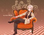  1boy axis_powers_hetalia blonde_hair chair green_eyes himaruya_hidekazu male necktie poland_(hetalia) ponytail sitting sitting_sideways solo wallpaper 