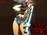  black_lagoon brown cigarette gloves gun ponytail revy shorts smoking tattoo 