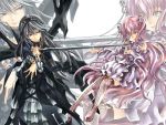  black_hair gothic kirakishou pink_hair rozen_maiden suigintou sword 