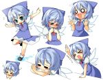  &gt;_&lt; /\/\/\ :&gt; beihan blush chibi cirno embarrassed expressions fang hands kokka_han o_o outstretched_arms spread_arms surprised touhou white 