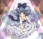  blue_hair bridal_veil bride cirno dress maki_(natoriumu) maki_(pixiv) short_hair smile touhou veil wedding_dress 