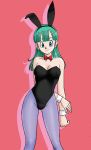  blue_eyes bulma bunny_ears bunnysuit dragon_ball dragonball gray_pantyhose green_hair long_hair pantyhose rabbit_ears solo uraharukon 