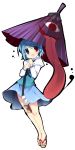  blue_hair geta heterochromia karakasa karakasa_obake oriental_umbrella red_eyes rfa rfua sandals tatara_kogasa tongue touhou umbrella 