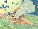  blue_eyes butterfly flower gagraphic girl grass hat kuga_tsukasa lying nature outdoors smile 
