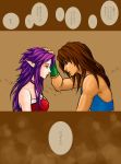  bare_shoulders dress duran green_eyes kokarina long_hair pointy_ears purple_hair seiken_densetsu seiken_densetsu_3 tears translation_request 