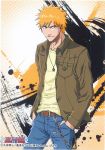  casual chain chains hands_in_pockets human jeans jewelry kurosaki_ichigo lowres male necklace orange_hair shinigami spiked_hair spiky_hair 