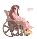  brown_hair castille harada_takehito highres long_hair nightgown official_art phantom_brave ribbon slippers wheelchair 