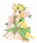  blonde_hair blue_eyes dress head_wings headwings kneeling long_hair riesz seiken_densetsu seiken_densetsu_3 smile very_long_hair ya-shi 