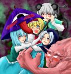  :p animal_ears bad_id blonde_hair blood blue_eyes blue_hair blush hood karakasa karakasa_obake kumoi_ichirin mouse_ears nazrin nemiminimimizu nosebleed red_eyes saliva silver_hair tail tatara_kogasa tears tongue touhou umbrella undefined_fantastic_object unzan wink you_gonna_get_raped 