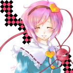  face hairband heart highres komeiji_satori lips mefix pink_hair short_hair smile third_eye touhou 