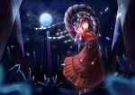 inuduka_bouru inuzuka_bouru long_skirt mirror moon night onbashira purple_hair red_eyes rope shide shimenawa short_hair skirt touhou yasaka_kanako