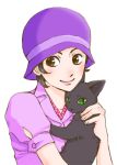  asakura_tae black_hair brown_eyes bucket_hat cat cloche_hat devil_summoner flapper_girl goto gouto green_eyes hat hold holding hug raidou_kuzunoha_vs_king_abaddon short_hair smile two 