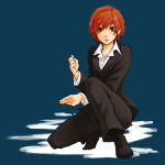  1shiki androgynous baccano baccano! bad_id ennis formal homunculus pant_suit red_eyes red_hair redhead reverse_trap solo suit 