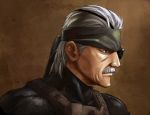  eyepatch facial_hair headband metal_gear_solid mustache old_snake solid_snake white_hair 