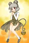  basket blush grey_hair highres mouse mouse_ears mouse_tail nazrin no_panties red_eyes short_hair tail touhou yoshimo 