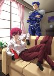  breasts cleavage fate/hollow_ataraxia fate/stay_night fate_(series) formal lancer large_breasts miyai_max pant_suit suit type-moon 