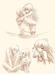  barefoot beige blown_kiss couple heart hug long_hair marumi monochrome pajamas petting sketch takasu_ryuuji toradora! traditional_media wink 