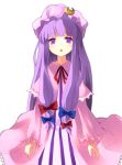  1girl amaa_(chou_dennou_jidai) crescent hat long_hair open_mouth patchouli_knowledge purple_eyes purple_hair solo touhou violet_eyes 