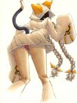  ass blazblue braid cat_hood grin hood hoodie red_eyes ribbon smile tail taokaka twin_braids 