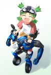  green_hair helmet kishi_nisen koiwai_yotsuba mecha motor_vehicle motorcycle parody rideback short_hair vehicle yotsubato! 