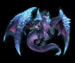  bahamut black_background claws dragon final_fantasy final_fantasy_explorers glowing glowing_eyes monster official_art spikes square_enix tail wings 