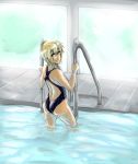  10s ass blonde_hair competition_swimsuit katawa_shoujo one-piece_swimsuit pool red_eyes satou_akira swimsuit 