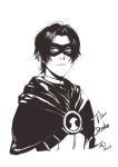  10s 1boy 2014 ajiang batman_(series) character_name dated dc_comics domino_mask mask monochrome red_robin signature solo tim_drake 